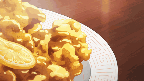 Plate Of Fried Food With Lemon GIF