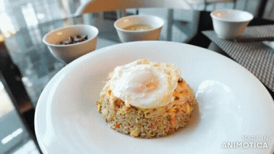 Plate Of Fried Rice With Fried Egg Animotica GIF