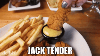 Plate Of Fries And Chicken Tender Dipped In Mustard GIF