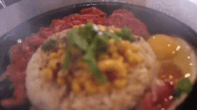 Plate Of Rice Corn And Eggs GIF