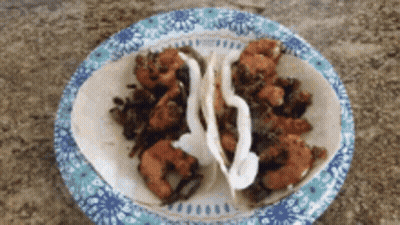 Plate of Shrimp and Sour Cream