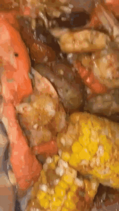Plate Of Shrimp Corn And Vegetables GIF