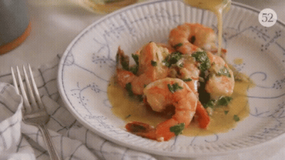 Plate Of Shrimp With Number 52 GIF