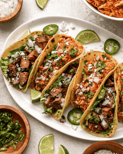 Plate Of Tacos With Limes And Jalapenos GIF