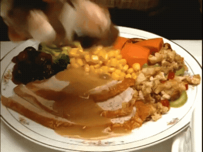 Plate Of Turkey Corn And Stuffing GIF