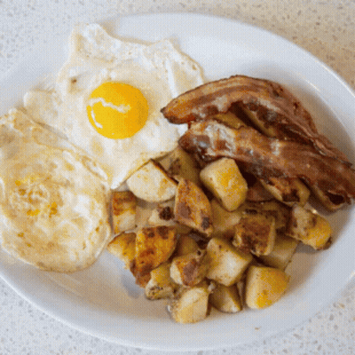 Plate With Eggs Bacon And Potatoes GIF