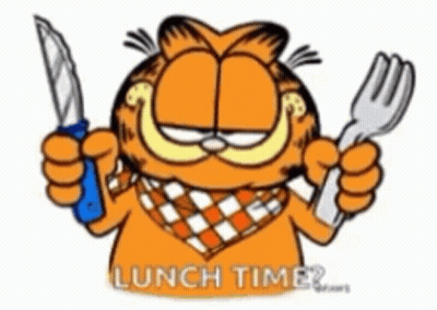 Plate With Fork And Knife Saying Lunch Time GIF