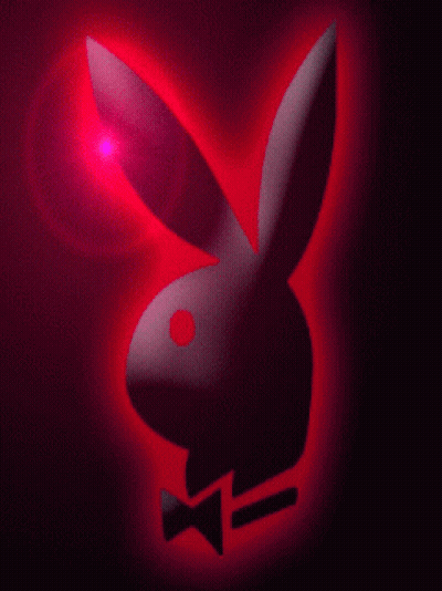 Playboy Bunny With Bow Tie Lit Up In Red GIF