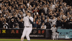Player Jump After Yankees Win GIF