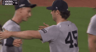 Player Number 45 Hugging Another Player GIF