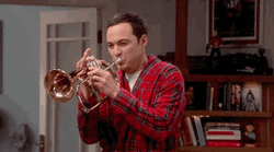 Playing Bugle Jim Parsons Big Bang Theory GIF