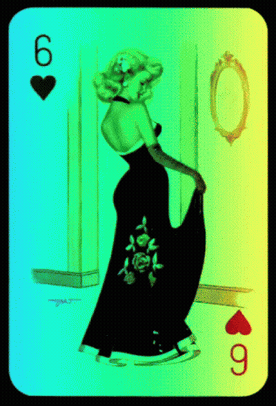 Playing Card Woman In Black Dress Number 6 GIF
