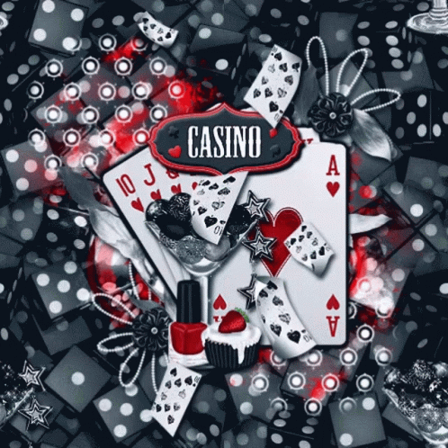 Playing Cards And Dice Casino Sign GIF