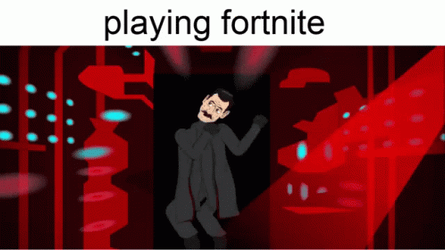 Playing Fortnite Red Building GIF