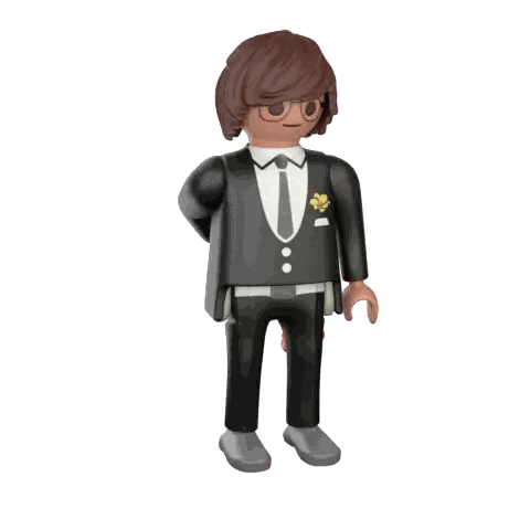 Playmobil Figure In Tuxedo Holding Rose Sticker