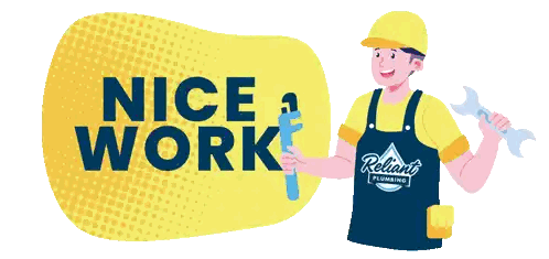 Plumber Holding Wrench Saying Nice Work Sticker