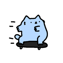 Plump  Blue Cat Riding Skateboard GIF
