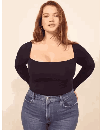 Plus Size Model In Black Top And Jeans Sticker