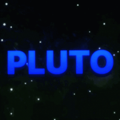 Pluto In Bright Blue Letters GIF
