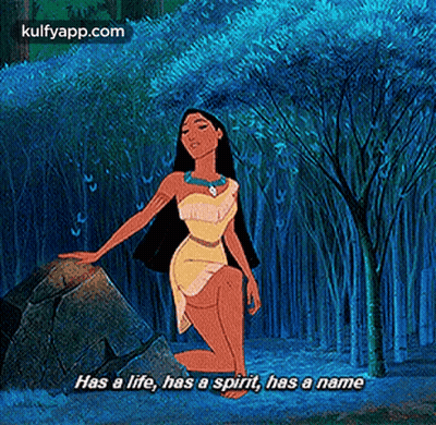Pocahontas Kneeling On Rock Saying Has A Life Has A Spirit Has A Name GIF