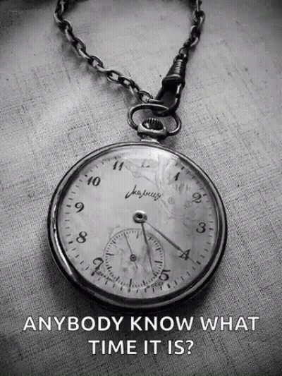 Pocket Watch With Caption What Time GIF