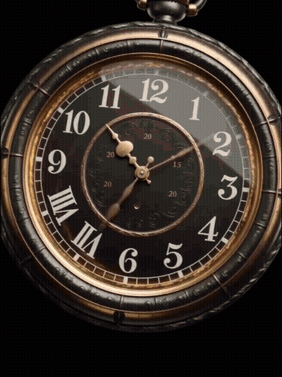 Pocket Watch With Roman Numerals And Black Face GIF