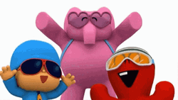 Pocoyo And Elly Cheering With Red Alien  GIF