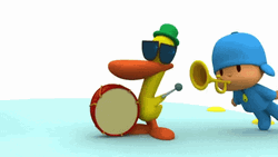 Pocoyo Blowing Trumphet To Pato  GIF