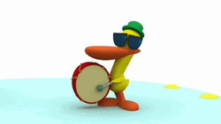 Pocoyo Pato Playing Drum  GIF