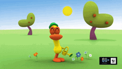Pocoyo Pato Watering A Flower GIF