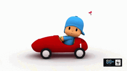 Pocoyo Riding A Red Car  GIF