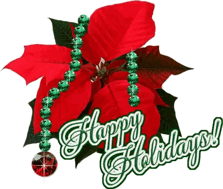 Poinsettia With Green Beads Happy Holidays Sticker