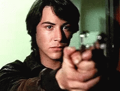 Point Break Keanu Reeves Pointing Gun GIF