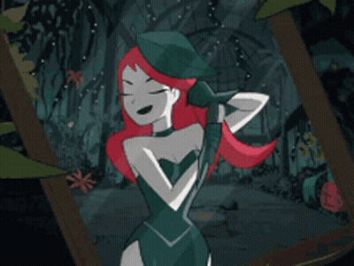 Poison Ivy Cartoon Standing In Forest GIF