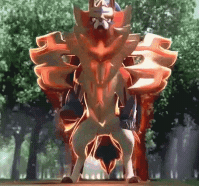 Pokemon In Forest With Shield On Back GIF