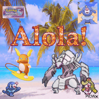 Pokemon On Beach With Aloha GIF