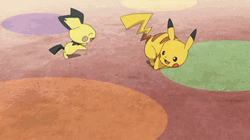 Pokemon Pichu Running Around With Pikachu GIF