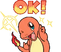 Pokemon Saying OK Holding Fireball Sticker