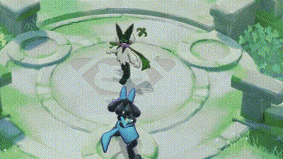 Pokemon Standing in Circle With Light From Mouth