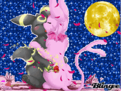 Pokemon Umbreon Sylveon Love Hug Moon Glitters GIF