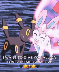 Pokemon Umbreon Sylveon Meow Love GIF