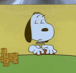 Poker Snoopy Shuffling Cards GIF