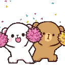 Polar Bear And Brown Bear Holding Pom Poms Sticker