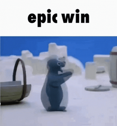 Polar Bear And Penguin In Snow Saying Epic Win GIF