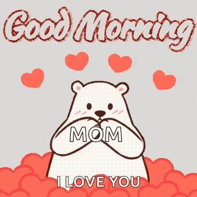 Polar Bear Holding Heart Saying Good Morning Mom I Love You GIF