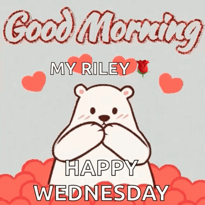 Polar Bear Holding Heart Saying Good Morning My Riley Happy Wednesday