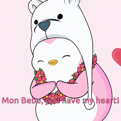 Polar Bear Holding Heart Saying Uwu GIF