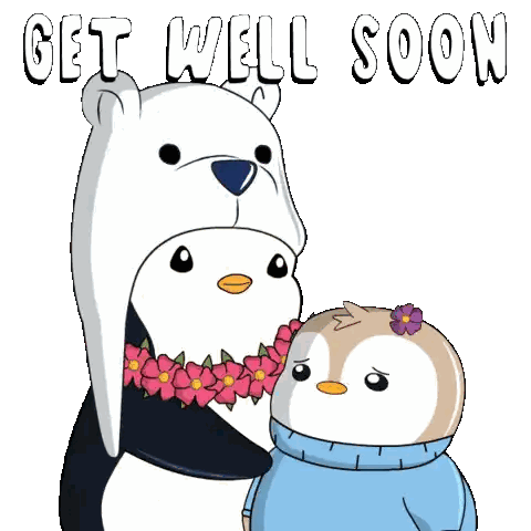 Polar Bear Hugging Penguin Get Well Soon Sticker