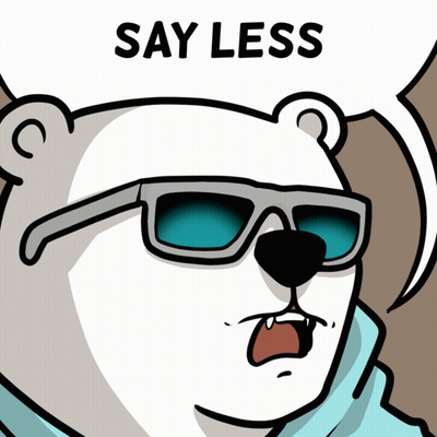 Polar Bear In Sunglasses And Scarf Saying Say Less GIF