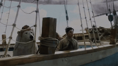 Polar Bear Tied To Pole On Boat GIF